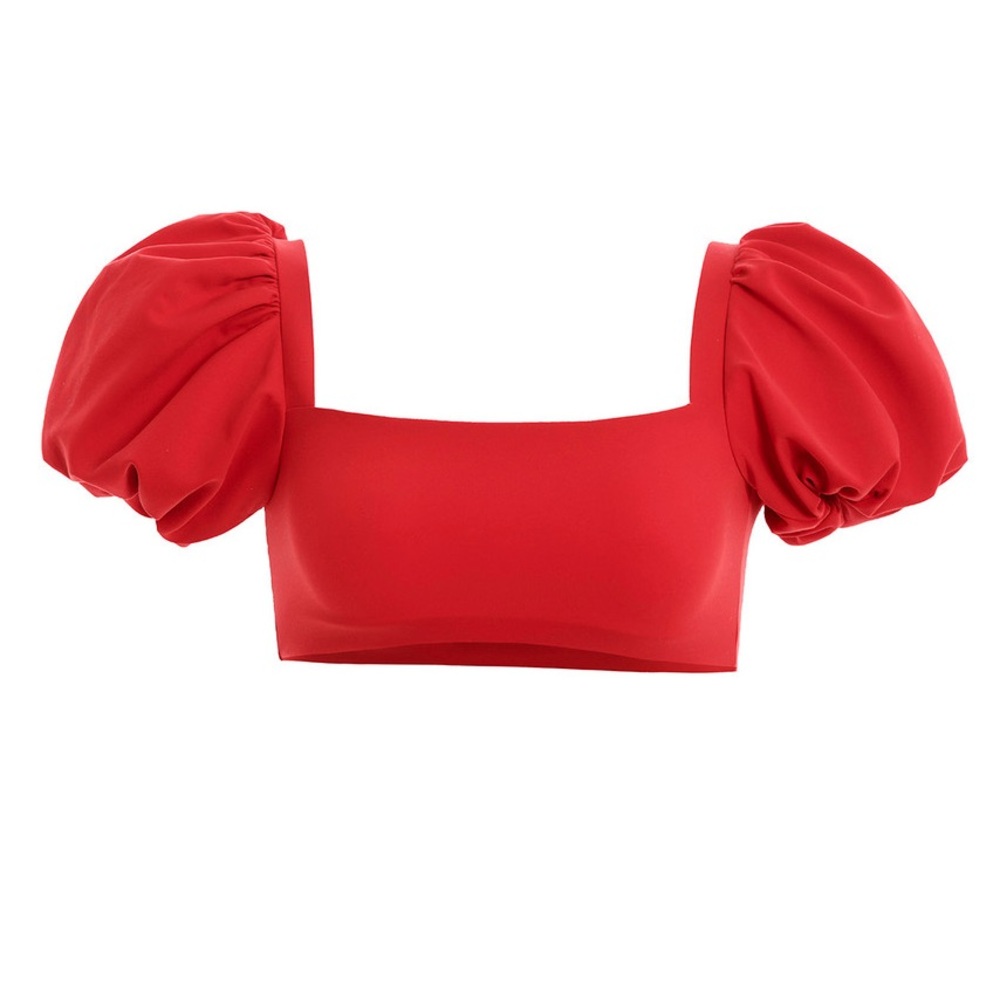 Agua Bendita - puff sleeve bikini top with tie back